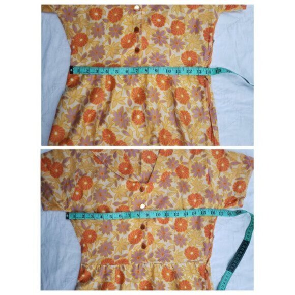 Vintage Flower Power Dress Handmade 1950s/60s Bright Orange Flower Child - Picture 10 of 10